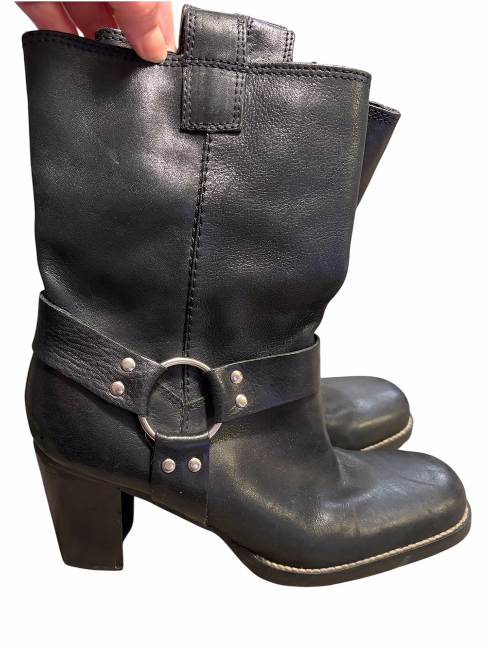MIA black leather harness moto boots Size 9